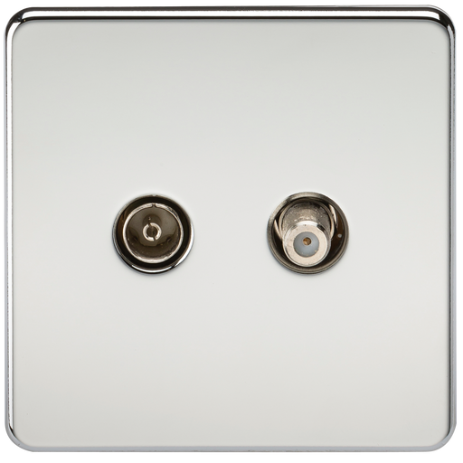 Knightsbridge SF0140PC Screwless TV & SAT TV Outlet (ISOLATED) - Polished Chrome KB Knightsbridge - Sparks Warehouse