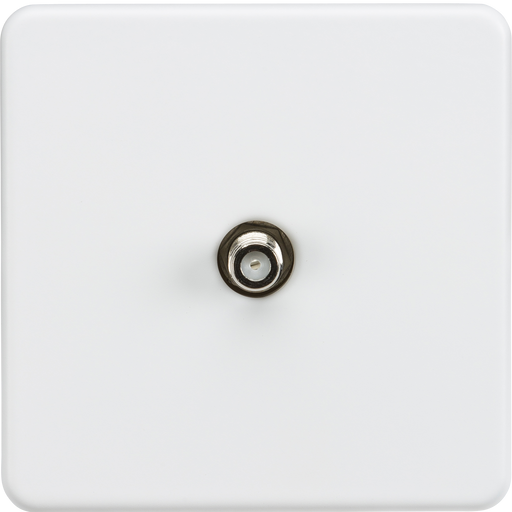 Knightsbridge SF0150MW Screwless 1G SAT TV outlet (non-isolated) - Matt white Knightsbridge Screwless Flat Plate Matt White Knightsbridge - Sparks Warehouse