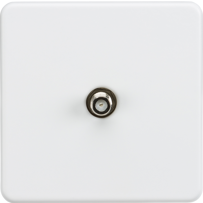 Knightsbridge SF0150MW Screwless 1G SAT TV outlet (non-isolated) - Matt white Knightsbridge Screwless Flat Plate Matt White Knightsbridge - Sparks Warehouse