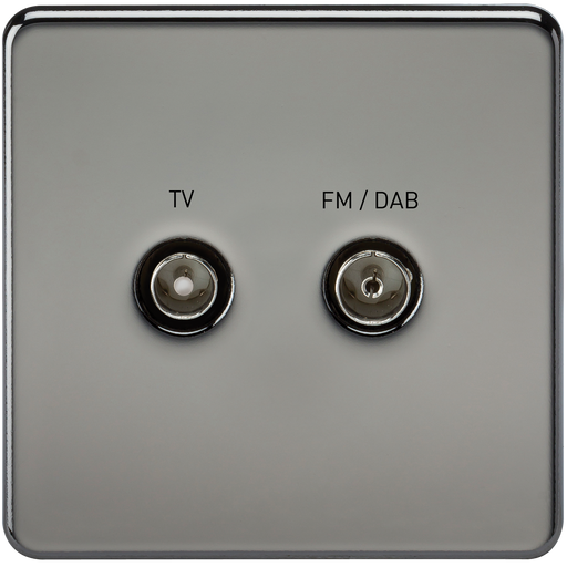 Knightsbridge SF0160BN Screwless SCREENED DIPLEX Outlet (TV & FM DAB) - Black Nickel KB Knightsbridge - Sparks Warehouse