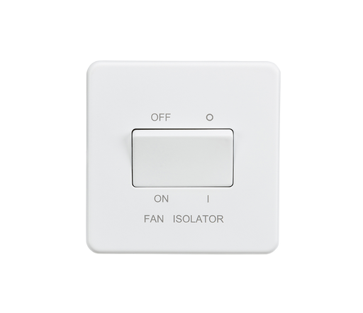 Knightsbridge SF1100MW Screwless 10A 3 Pole Fan Isolator Switch - Matt White Knightsbridge Screwless Flat Plate Matt White Knightsbridge - Sparks Warehouse