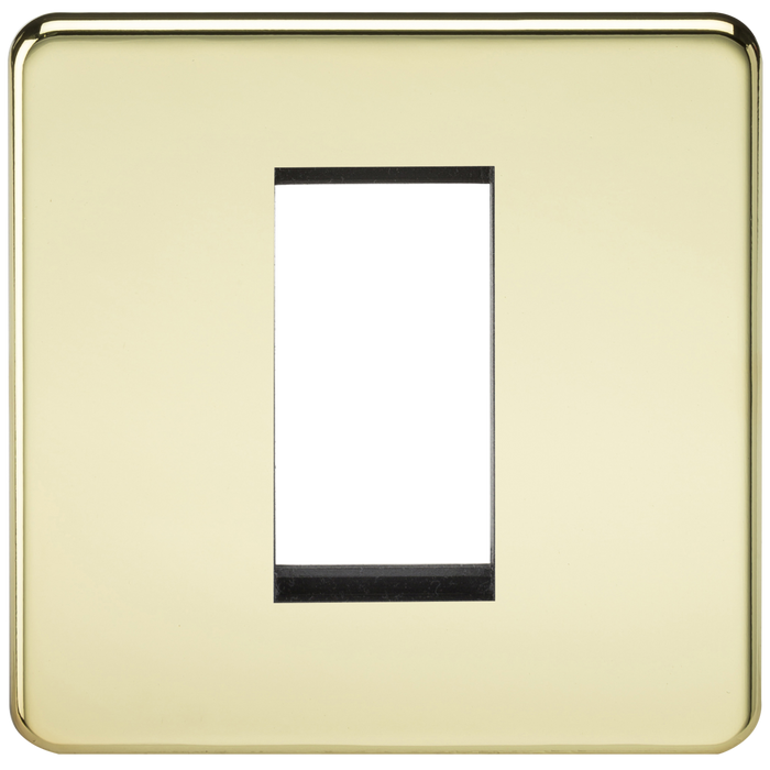 Knightsbridge SF1GPB 1G Modular Face Plate - Polished Brass Faceplate Knightsbridge - Sparks Warehouse