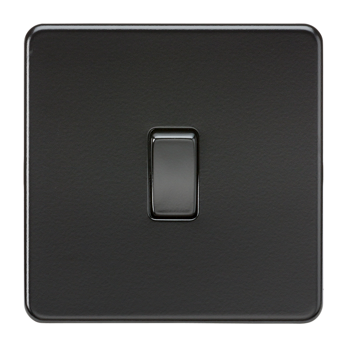 Knightsbridge SF2000MBB Screwless 10A 1G 2 Way Switch - Matt Black Black Rocker Knightsbridge Screwless Flat Plate Matt Black Knightsbridge - Sparks Warehouse