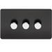 Knightsbridge SF2183MB Screwless 3G 2-way 10-200W (5-150W LED) Trailing edge dimmer - Matt Black with chrome knobs Knightsbridge Screwless Flat Plate Matt Black Knightsbridge - Sparks Warehouse