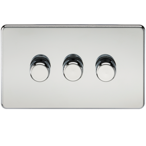 Knightsbridge SF2183PC Screwless 3G 2-way 10-200W (5-150W LED) Trailing edge dimmer - Polished Chrome Light Switches Knightsbridge - Sparks Warehouse