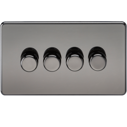 Knightsbridge SF2184BN Screwless 4G 2-way 10-200W (5-150W LED) Trailing edge dimmer - Black Nickel Light Switches Knightsbridge - Sparks Warehouse