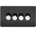 Knightsbridge SF2184MB Screwless 4G 2-way 10-200W (5-150W LED) Trailing edge dimmer - Matt Black with chrome knobs Knightsbridge Screwless Flat Plate Matt Black Knightsbridge - Sparks Warehouse