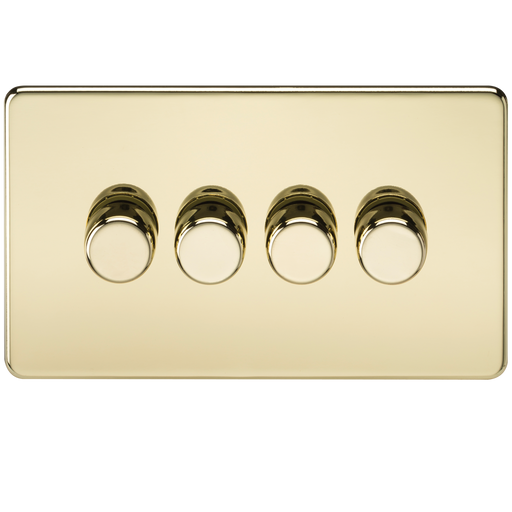 Knightsbridge SF2184PB Screwless 4G 2-way 10-200W (5-150W LED) trailing edge dimmer - Polished Brass KB Knightsbridge - Sparks Warehouse