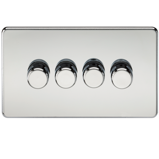 Knightsbridge SF2184PC Screwless 4G 2-way 10-200W (5-150W LED) Trailing edge dimmer - Polished Chrome Light Switches Knightsbridge - Sparks Warehouse