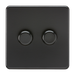Knightsbridge SF2182MBB Screwless 2G 2 WayDimmer Switch - Matt Black - Black Knob Knightsbridge Screwless Flat Plate Matt Black Knightsbridge - Sparks Warehouse
