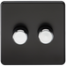 Knightsbridge SF2182MB Screwless 2G 2 Way Dimmer Switch - Matt Black - Chrome Knobs Knightsbridge Screwless Flat Plate Matt Black Knightsbridge - Sparks Warehouse