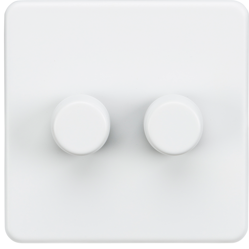 Knightsbridge SF2182MW Screwless 2G 2 Way Dimmer Switch - Matt White Knightsbridge Screwless Flat Plate Matt White Knightsbridge - Sparks Warehouse