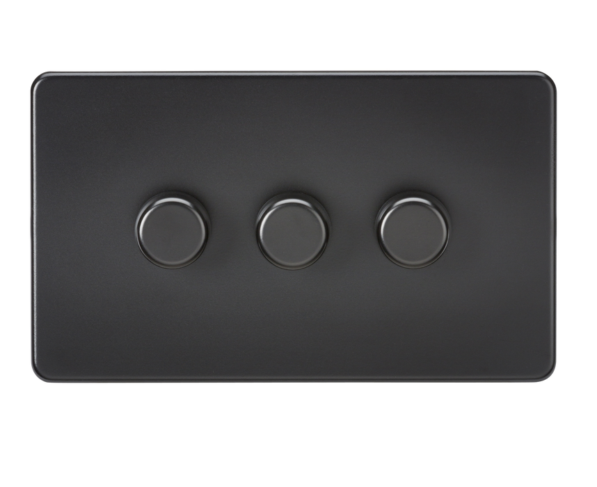 Knightsbridge SF2183MBB Screwless 3G 2-way 10-200W (5-150W LED) Trailing edge dimmer - Matt Black Knightsbridge Screwless Flat Plate Matt Black Knightsbridge - Sparks Warehouse