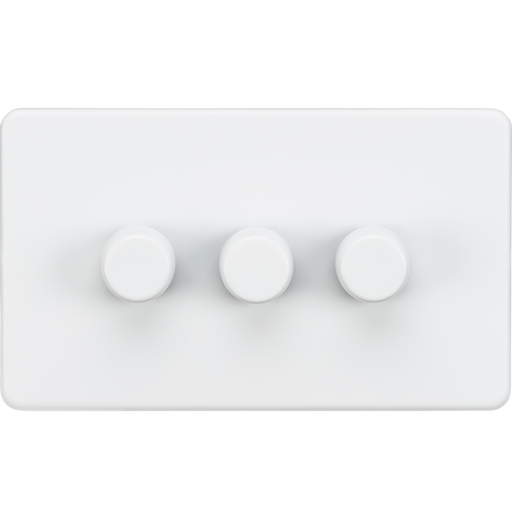 Knightsbridge SF2183MW Screwless 3G 2 Way 40-200W Dimmer Switch - Matt White Knightsbridge Screwless Flat Plate Matt White Knightsbridge - Sparks Warehouse