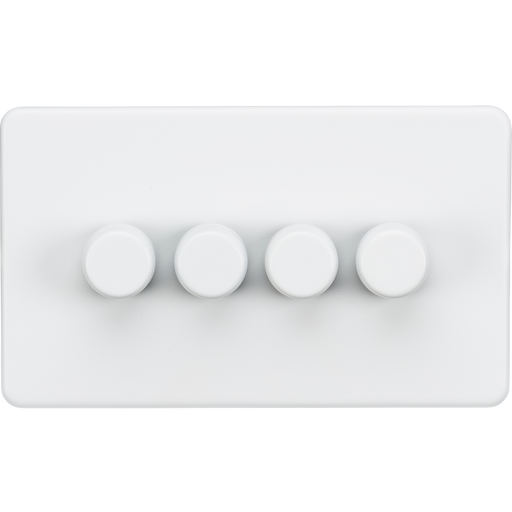 Knightsbridge SF2184MW Screwless 4G 2 Way 40-200W Dimmer Switch - Matt White Knightsbridge Screwless Flat Plate Matt White Knightsbridge - Sparks Warehouse