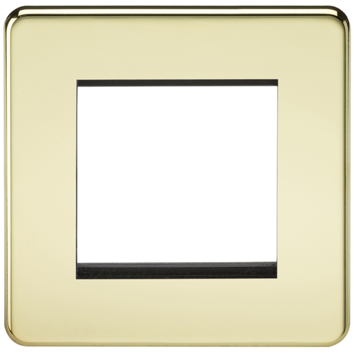 Knightsbridge SF2GPB Screwless 2G Modular Face Plate - Polished Brass Faceplate Knightsbridge - Sparks Warehouse