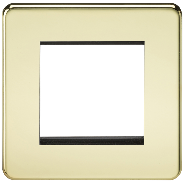 Knightsbridge SF2GPB Screwless 2G Modular Face Plate - Polished Brass Faceplate Knightsbridge - Sparks Warehouse