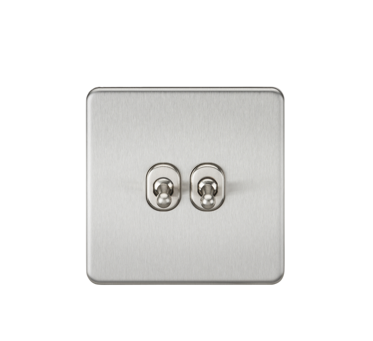 Knightsbridge SF2TOGBC 10A 2G 2 Way Toggle Switch - Brushed Chrome Toggle Switch Knightsbridge - Sparks Warehouse