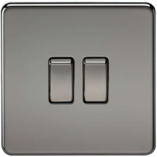 Knightsbridge SF3000BN Screwless 10A 2G 2 WAY Switch - Black Nickel KB Knightsbridge - Sparks Warehouse