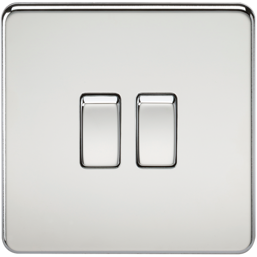 Knightsbridge SF3000PC Screwless 10A 2G 2 WAY Switch - Polished Chrome KB Knightsbridge - Sparks Warehouse