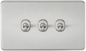 Knightsbridge SF3TOGBC Screwless 10A 3G 2 WAY Toggle Switch - Brushed Chrome Light Switches Knightsbridge - Sparks Warehouse