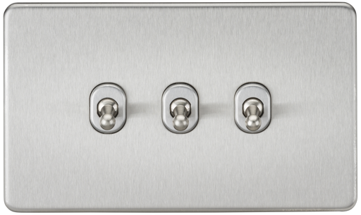 Knightsbridge SF3TOGBC Screwless 10A 3G 2 WAY Toggle Switch - Brushed Chrome Light Switches Knightsbridge - Sparks Warehouse