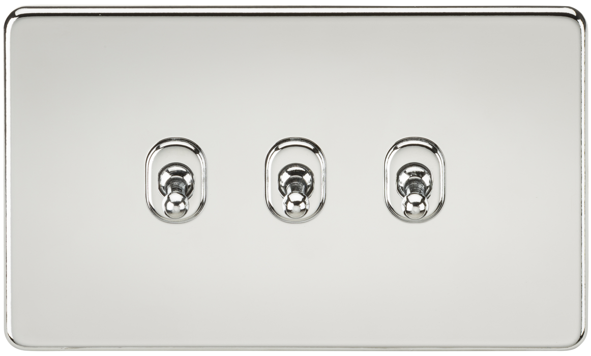 Knightsbridge SF3TOGPC Screwless 10A 3G 2 WAY Toggle Switch - Polished Chrome Switches Knightsbridge - Sparks Warehouse