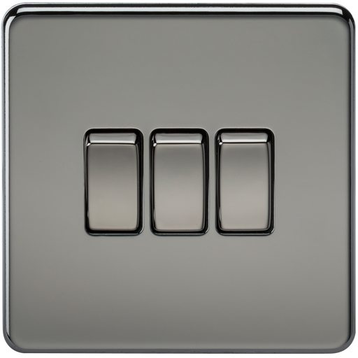 Knightsbridge SF4000BN Screwless 10A 3G 2 WAY Switch - Black Nickel Light Switches Knightsbridge - Sparks Warehouse