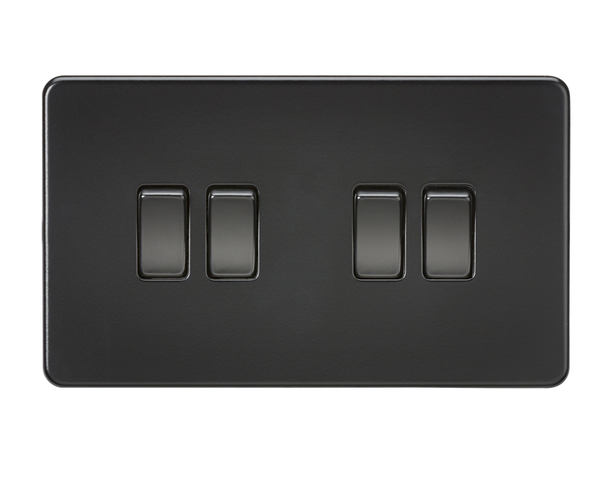 Knightsbridge SF4100MBB Screwless 10A 4G 2 WAY Switch - Matt Black Knightsbridge Screwless Flat Plate Matt Black Knightsbridge - Sparks Warehouse