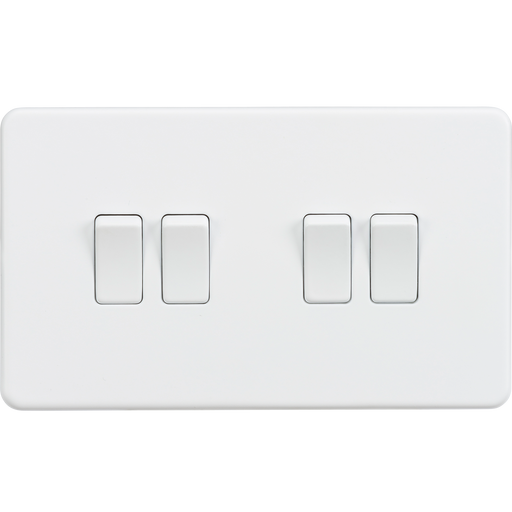 Knightsbridge SF4100MW Screwless 10A 4G 2 WAY Switch - Matt White Knightsbridge Screwless Flat Plate Matt White Knightsbridge - Sparks Warehouse