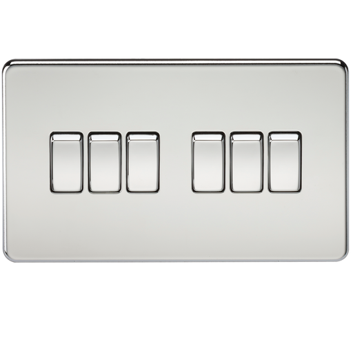 Knightsbridge SF4200PC Screwless 10A 6G 2 WAY Switch - Polished Chrome KB Knightsbridge - Sparks Warehouse
