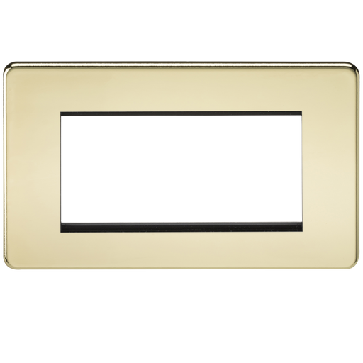 Knightsbridge SF4GPB 4G Modular Face Plate - Polished Brass Faceplate Knightsbridge - Sparks Warehouse