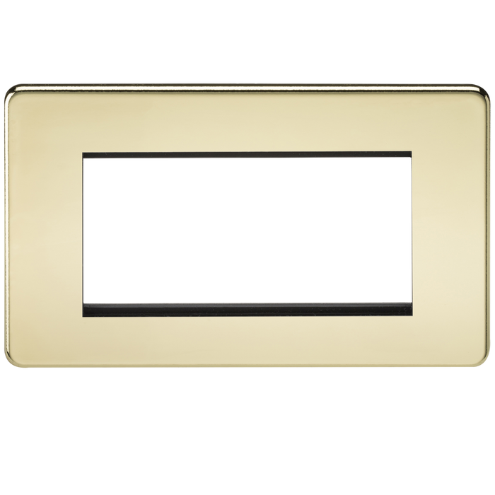 Knightsbridge SF4GPB 4G Modular Face Plate - Polished Brass Faceplate Knightsbridge - Sparks Warehouse
