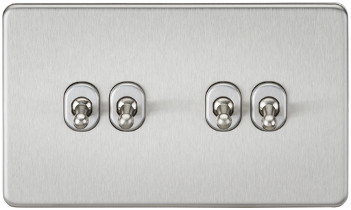 Knightsbridge SF4TOGBC Screwless 10A 4G 2 WAY Toggle Switch - Brushed Chrome Light Switches Knightsbridge - Sparks Warehouse