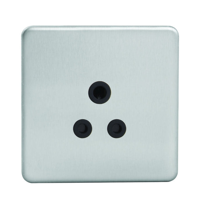 Knightsbridge SF5ABC Screwless 5A Unswitched Socket - Brushed Chrome With Black Insert KB Knightsbridge - Sparks Warehouse