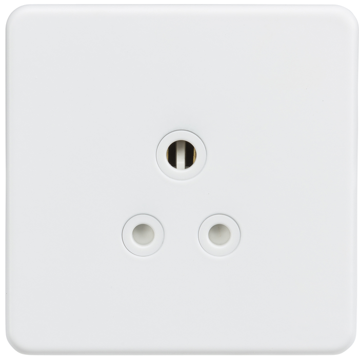 Knightsbridge SF5AMW Screwless 5A Unswitched Round Socket - Matt White Knightsbridge Screwless Flat Plate Matt White Knightsbridge - Sparks Warehouse