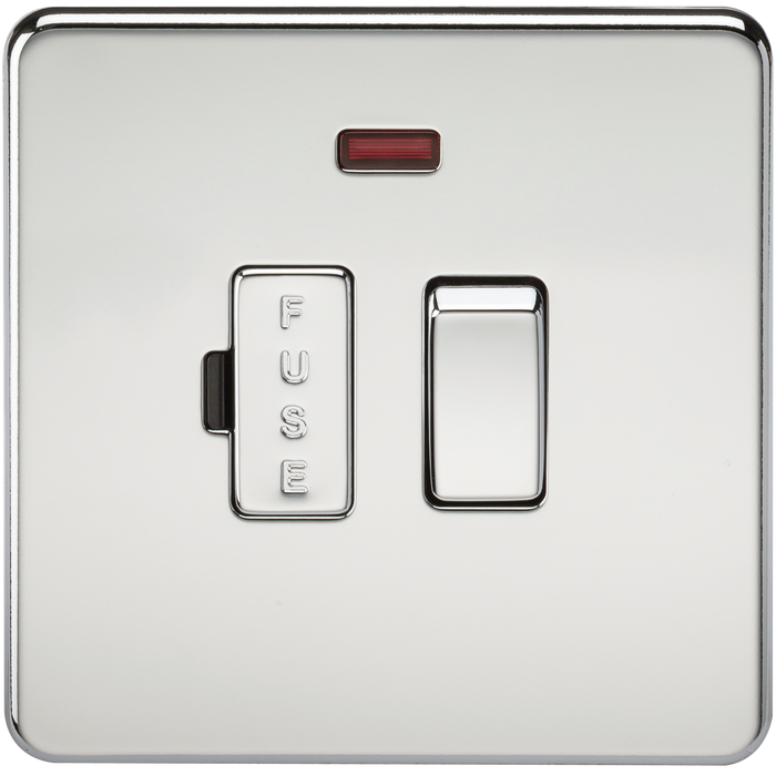 Knightsbridge SF6300NPC Screwless 13A Switched Fused Spur Unit With Neon - Polished Chrome KB Knightsbridge - Sparks Warehouse