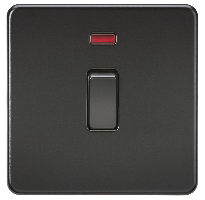 Knightsbridge SF8341NMBB Screwless 20A 1G DP Switch with Neon - Matt Black Knightsbridge Screwless Flat Plate Matt Black Knightsbridge - Sparks Warehouse