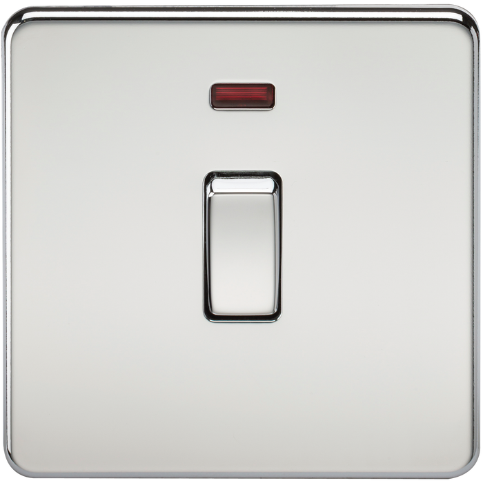 Knightsbridge SF8341NPC Screwless 20A 1G DP Switch With Neon - Polished Chrome KB Knightsbridge - Sparks Warehouse