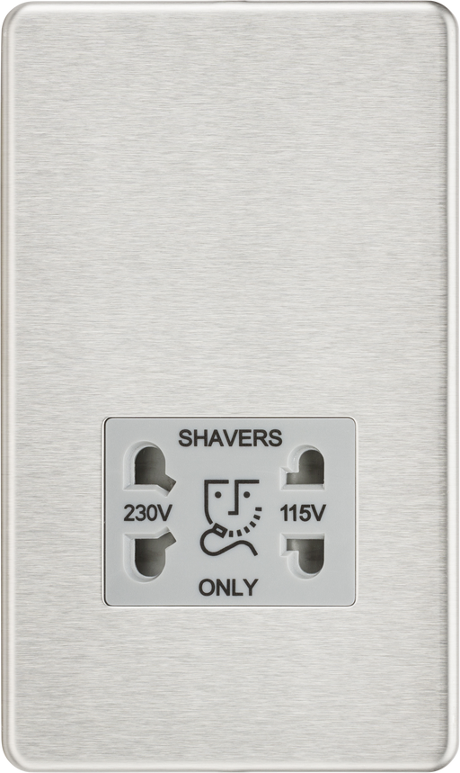 Knightsbridge SF8900BCG Screwless 115/230V Dual Voltage Shaver Socket - Brushed Chrome with Grey Insert ML Knightsbridge - Sparks Warehouse