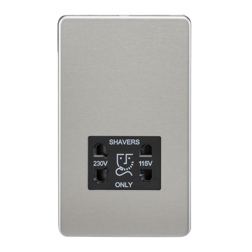 Knightsbridge SF8900BC Screwless 115V/230V Dual VOLTAGE Shaver Socket - Brushed Chrome KB Knightsbridge - Sparks Warehouse