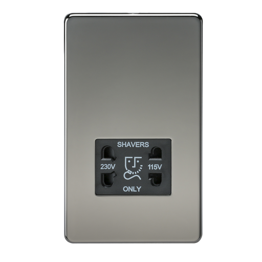 Knightsbridge SF8900BN Screwless 115V/230V Dual VOLTAGE Shaver Socket - Black Nickel KB Knightsbridge - Sparks Warehouse