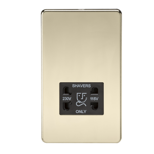 Knightsbridge SF8900PB Screwless 115V/230V Dual VOLTAGE Shaver Socket - Polished Brass KB Knightsbridge - Sparks Warehouse
