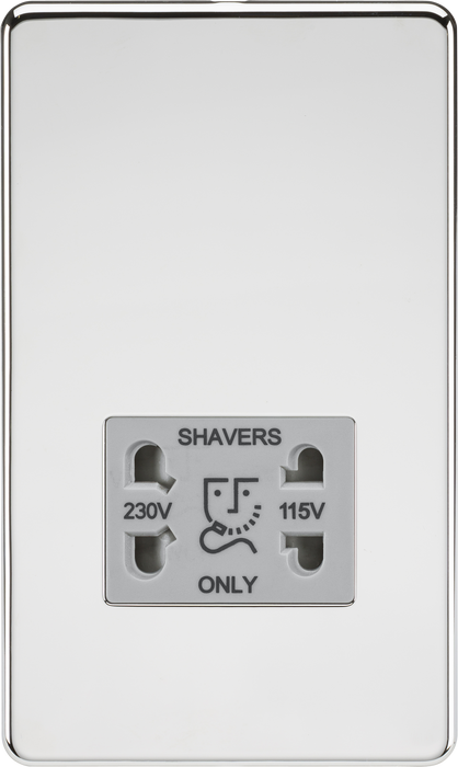 Knightsbridge SF8900PCG Screwless 115/230V Dual Voltage Shaver Socket - Polished Chrome with Grey Insert ML Knightsbridge - Sparks Warehouse