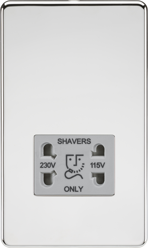 Knightsbridge SF8900PCG Screwless 115/230V Dual Voltage Shaver Socket - Polished Chrome with Grey Insert ML Knightsbridge - Sparks Warehouse