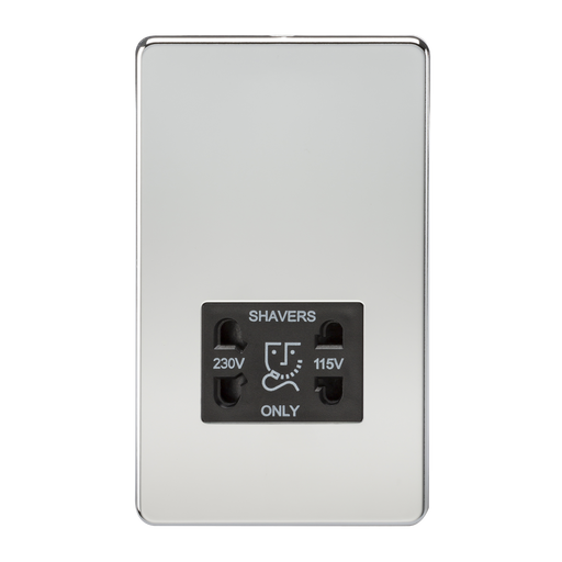 Knightsbridge SF8900PC Screwless 115V/230V Dual VOLTAGE Shaver Socket - Polished Chrome KB Knightsbridge - Sparks Warehouse