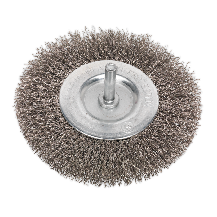 Sealey - SFBS100 Flat Wire Brush Stainless Steel 100mm with 6mm Shaft Consumables Sealey - Sparks Warehouse
