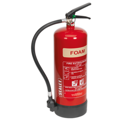 Sealey - SFE06 Fire Extinguisher 6L Foam Safety Products Sealey - Sparks Warehouse