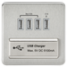 Knightsbridge SFQUADBCG Screwless quad USB Charger Outlet - Brushed  Chrome With grey Insert Light Switches Knightsbridge - Sparks Warehouse