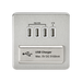 Knightsbridge SFQUADBCW Screwless 1G QUAD USB Charger Outlet 5V DC 5.1A - Brushed Chrome With White Insert KB Knightsbridge - Sparks Warehouse